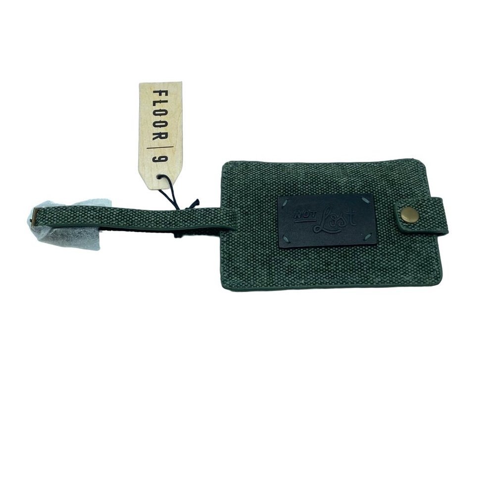 NWT Floor 9 Olive Green Luggage Travel Tag Conceal Information Not Lost Wander
